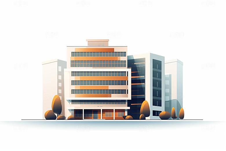 平面建筑简约几何插画