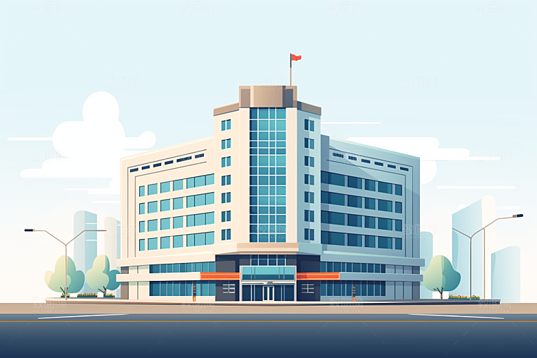 平面建筑设计感大厦插画