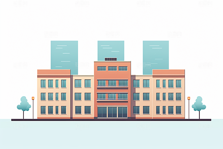 平面建筑高清设计感插画