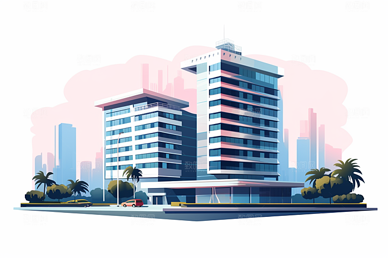 平面建筑高清大厦插画