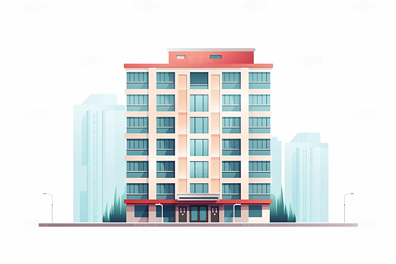 平面建筑高清大楼插画