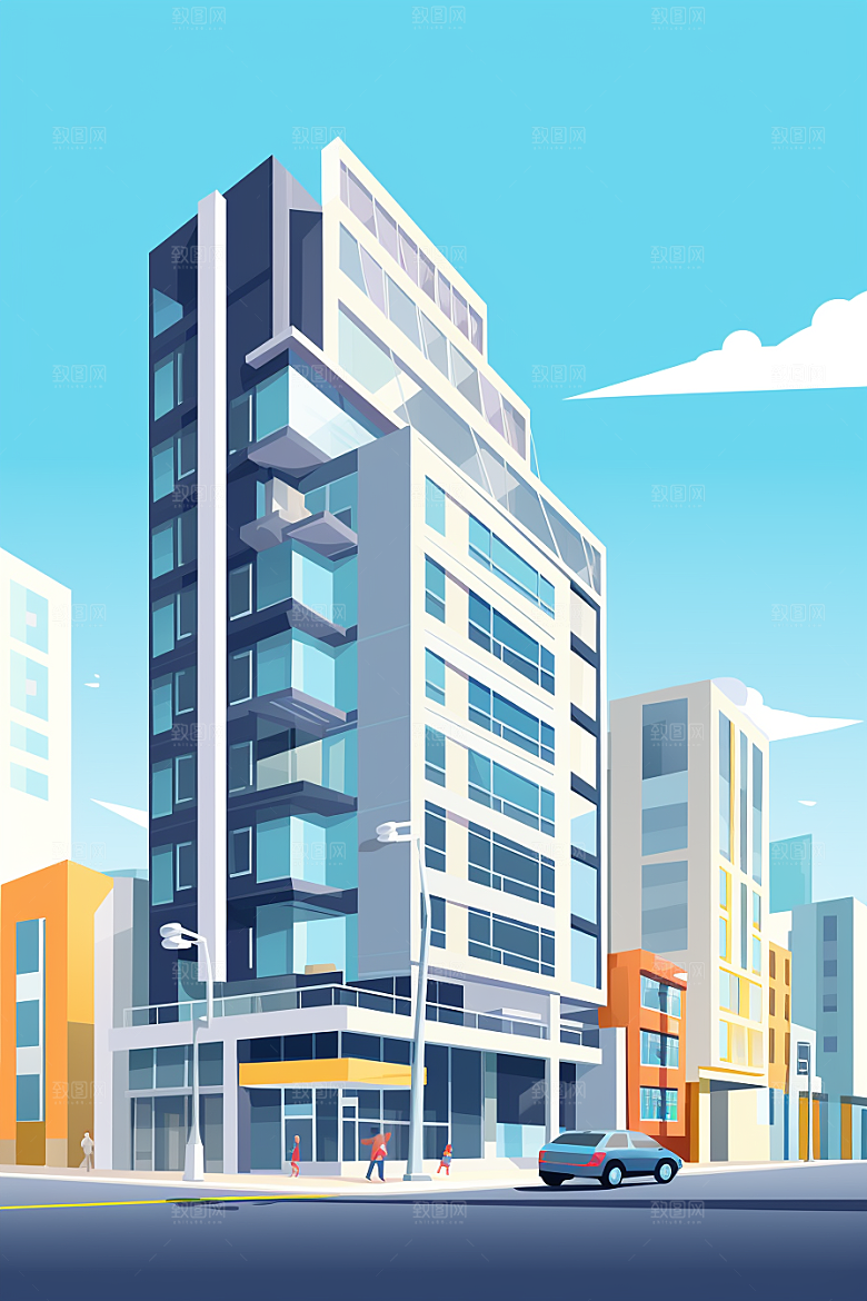 平面建筑高清大厦插画
