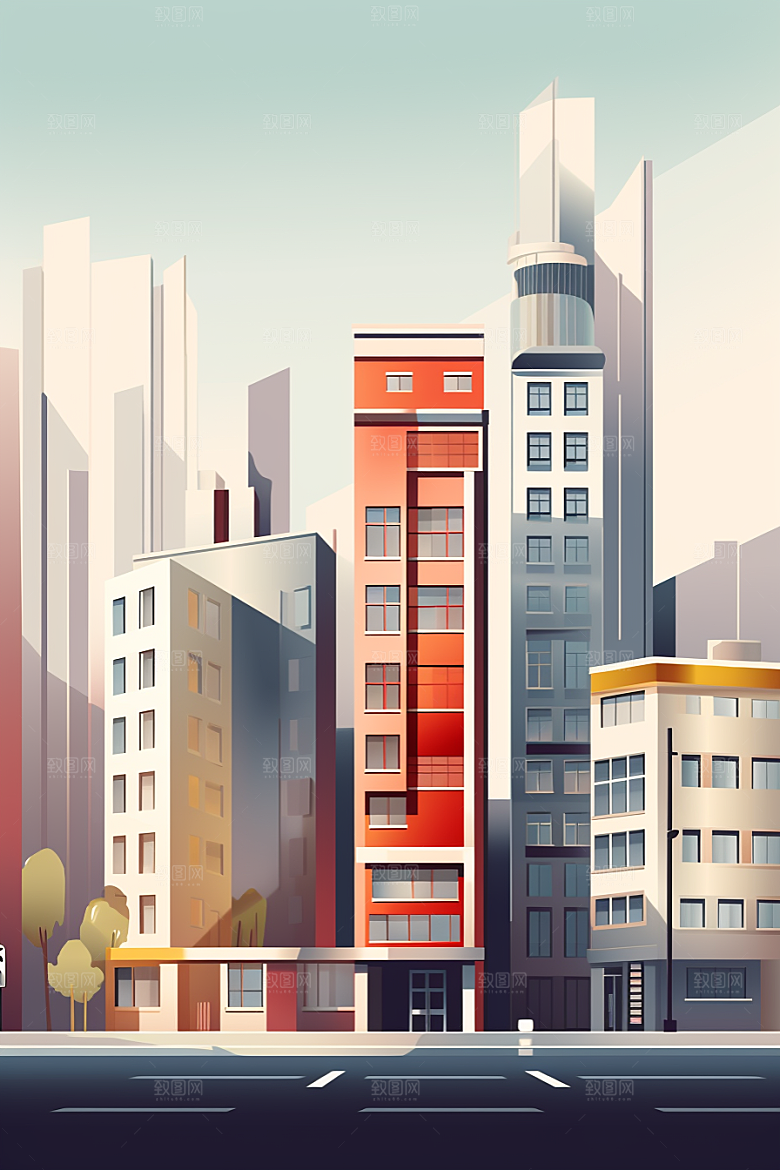 平面建筑高清设计感插画