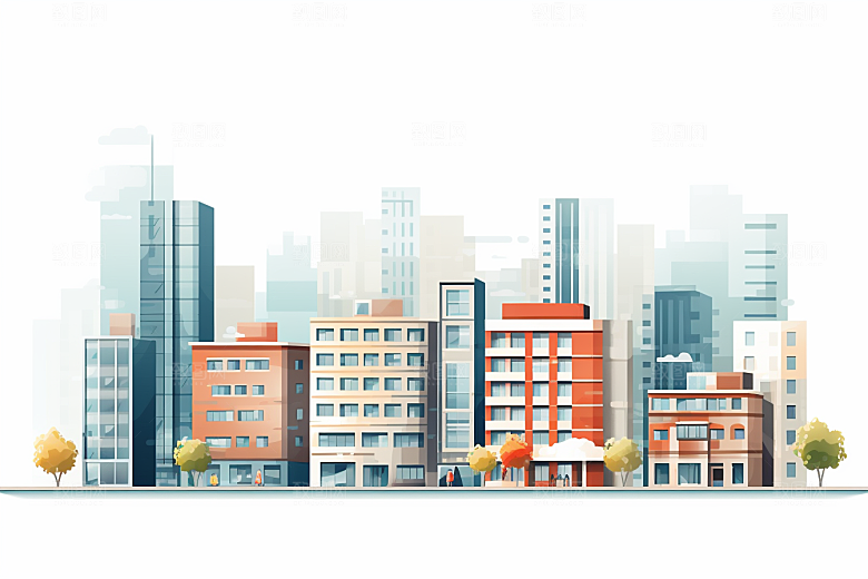 平面建筑立面简约插画
