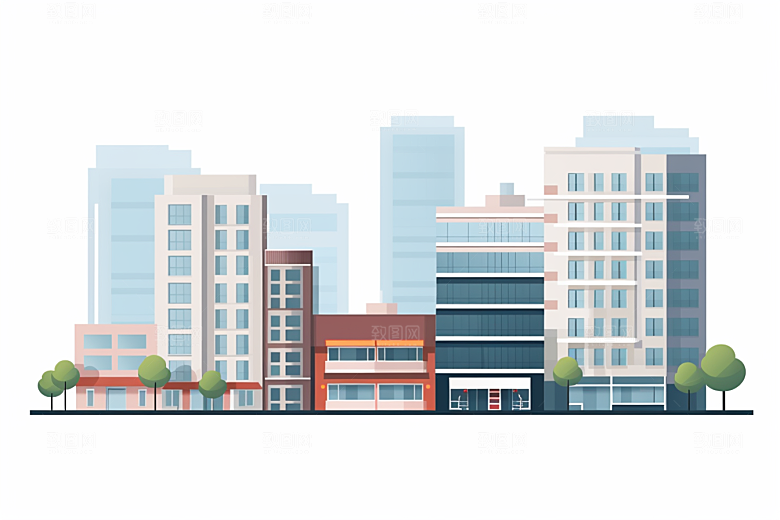 平面建筑设计感几何插画