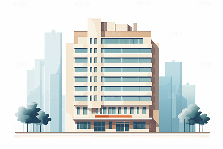 平面建筑高清几何插画