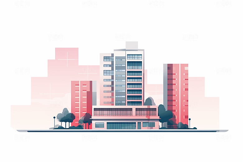 平面建筑大厦简约插画