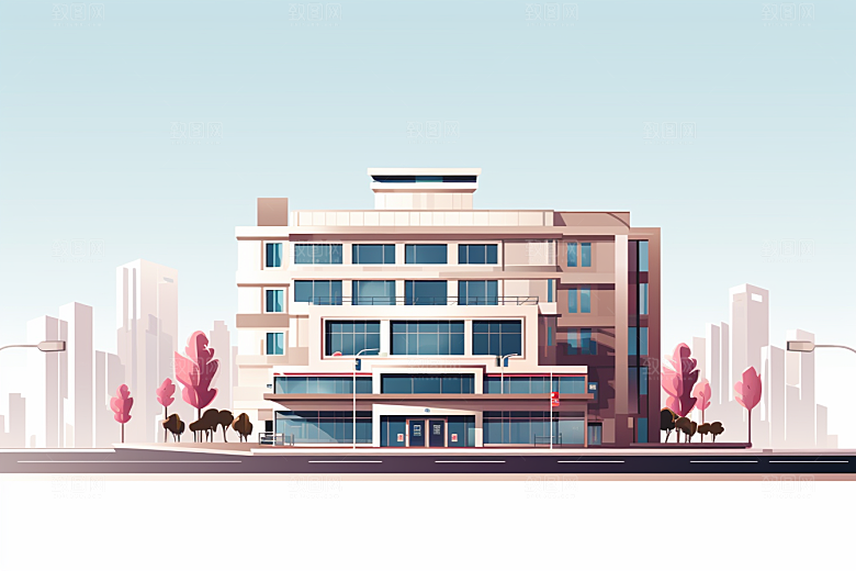 平面建筑设计感简约插画