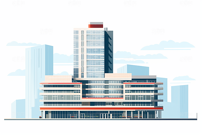 平面建筑高清扁平风插画