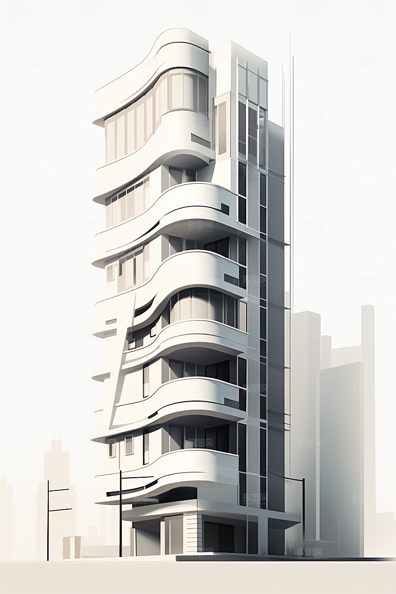 平面建筑简约立面插画