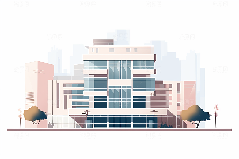 平面建筑简约高清插画