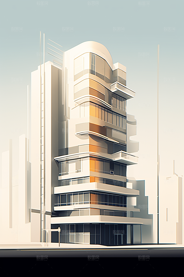 平面建筑设计感几何插画