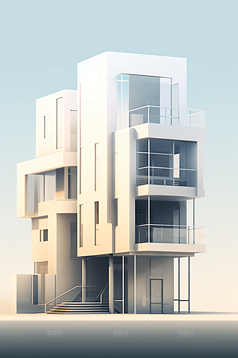平面建筑设计感大厦插画