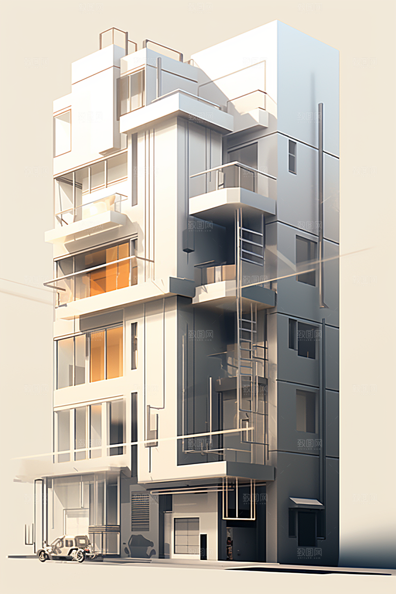 平面建筑设计感高清插画