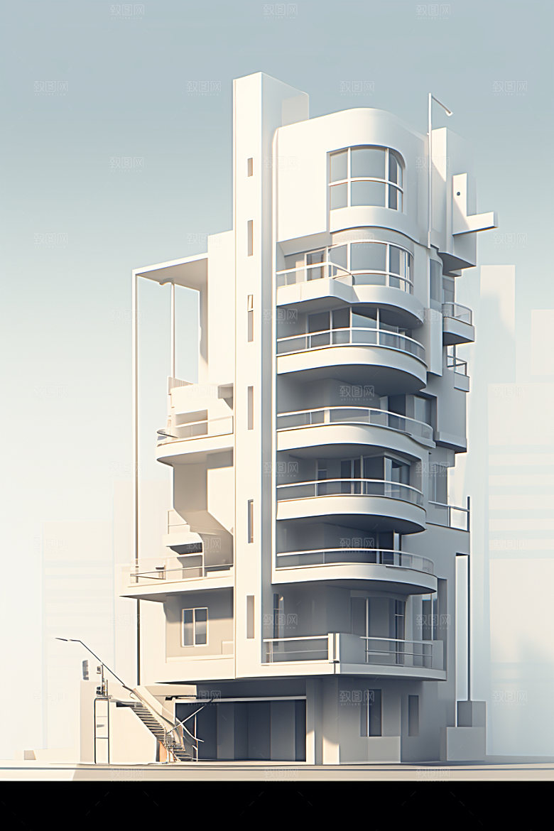 平面建筑设计感简约插画