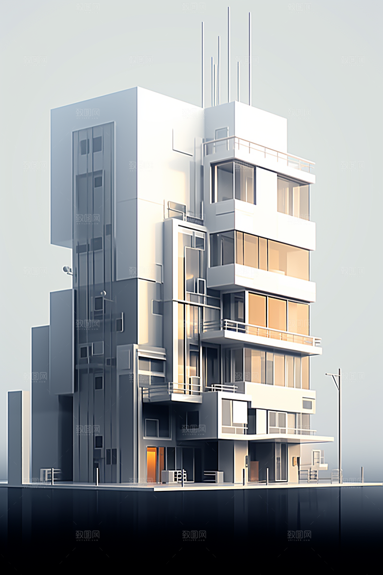 平面建筑大楼大厦插画