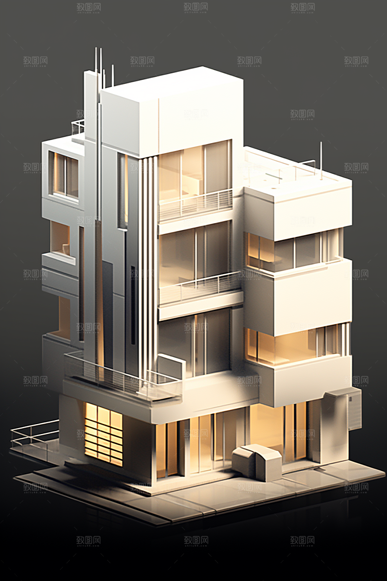 平面建筑大楼设计感插画