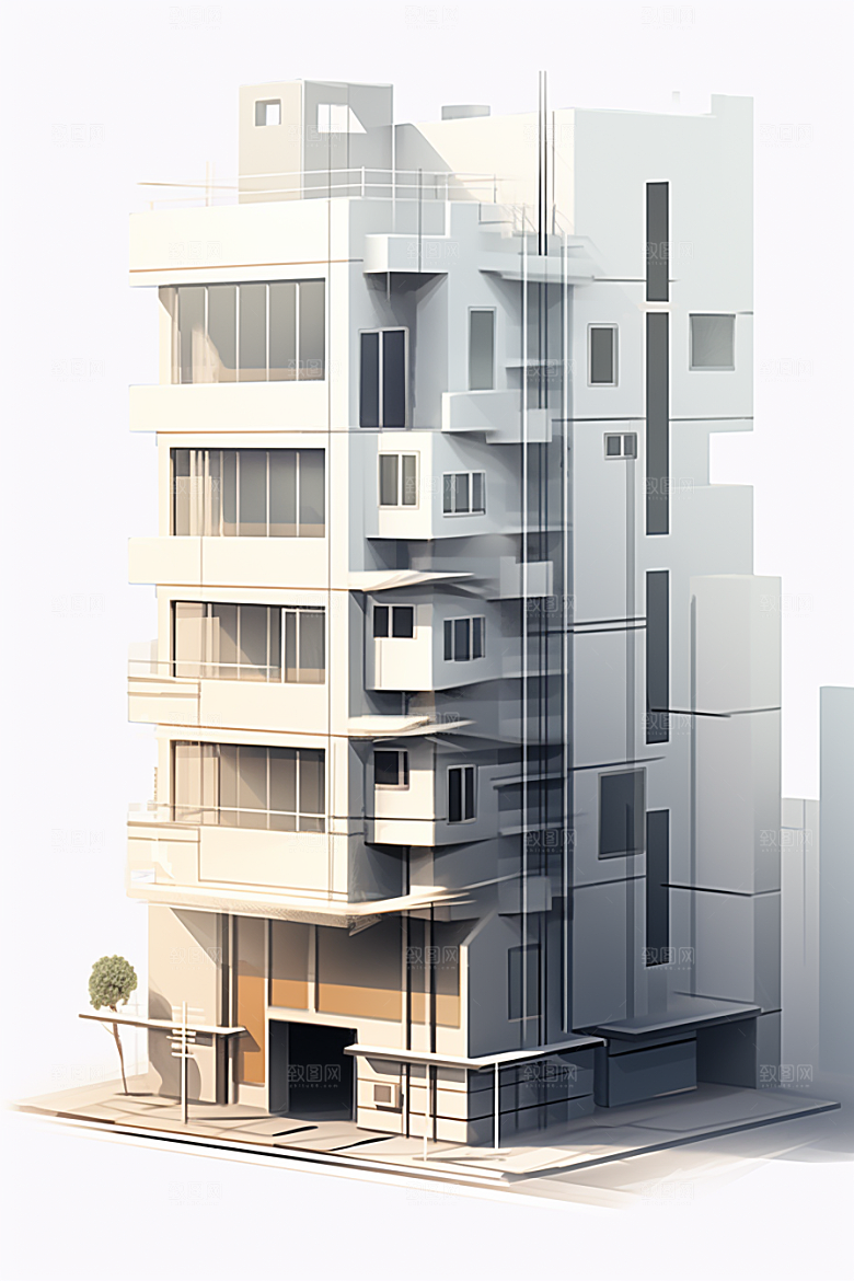 平面建筑扁平风简约插画