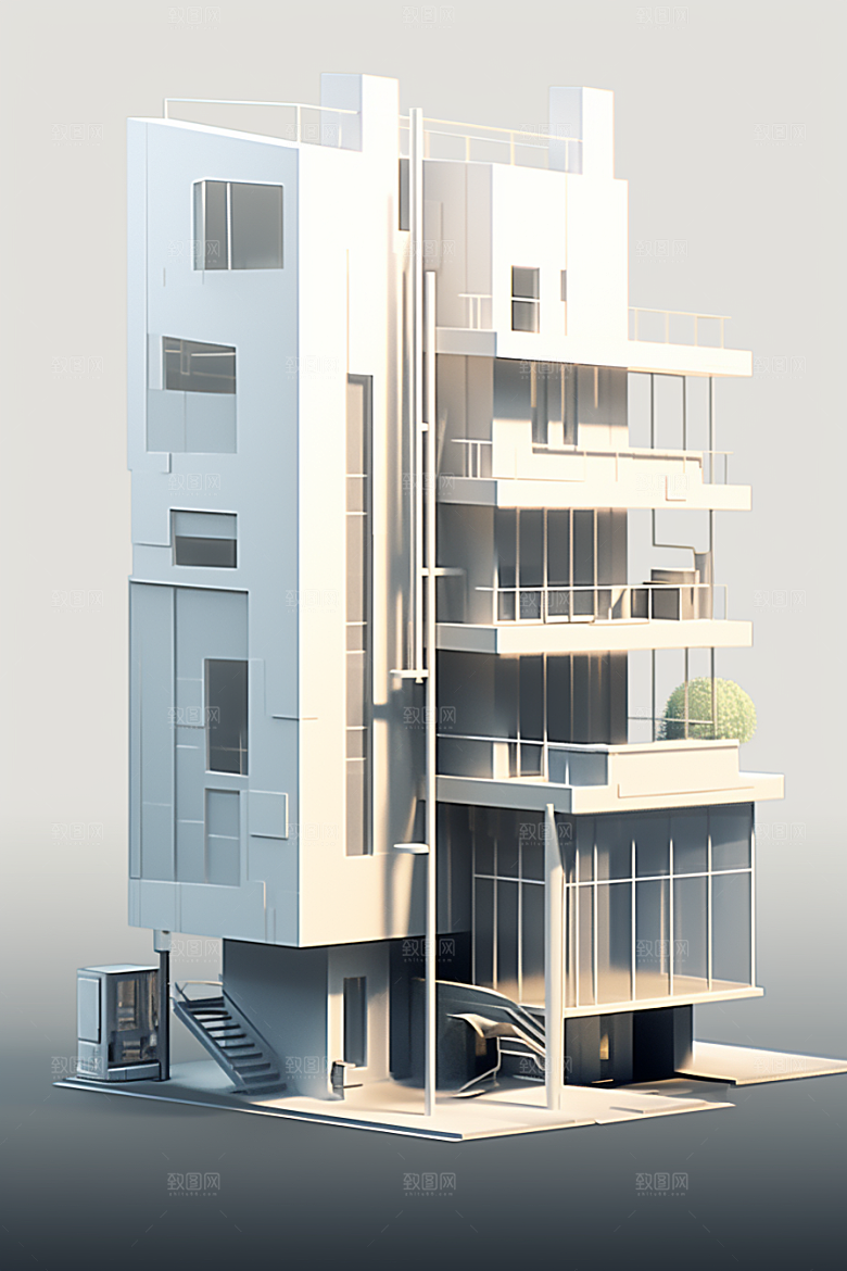 平面建筑大厦几何插画