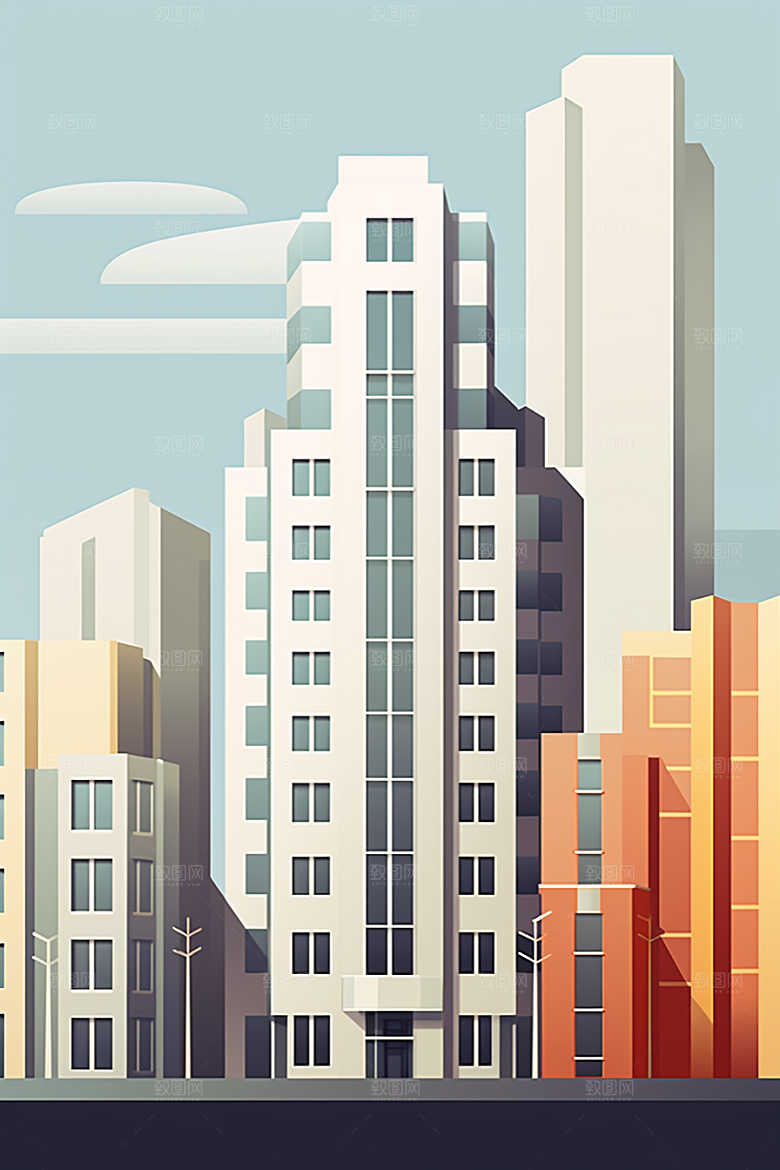 平面建筑高清立面插画
