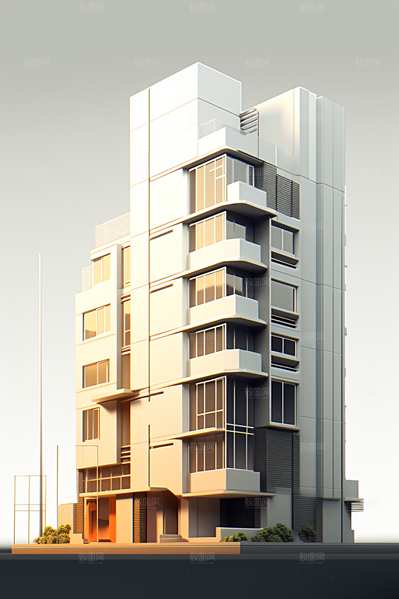 平面建筑几何高清插画