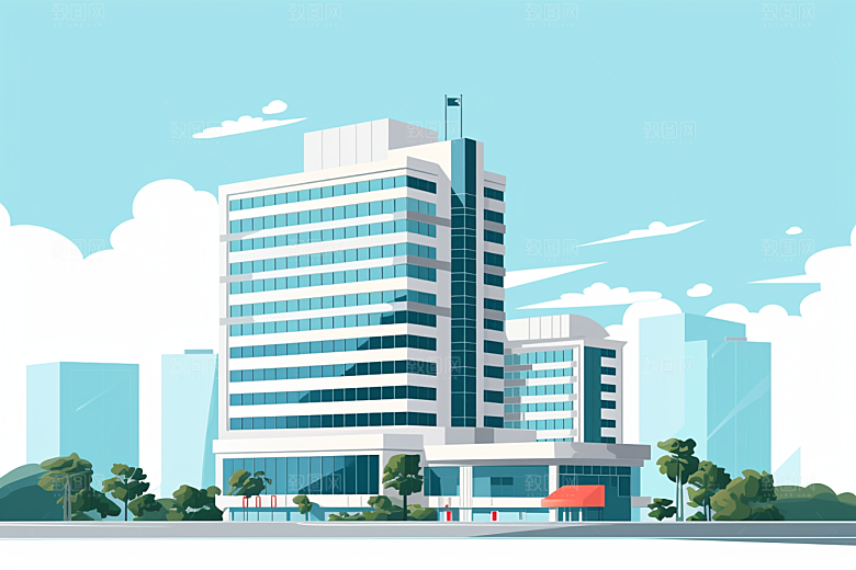 平面建筑简约设计感插画