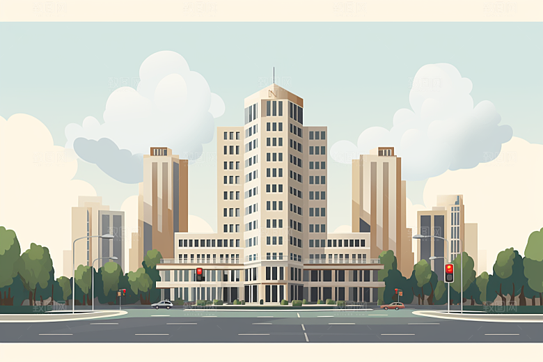平面建筑大厦大楼插画