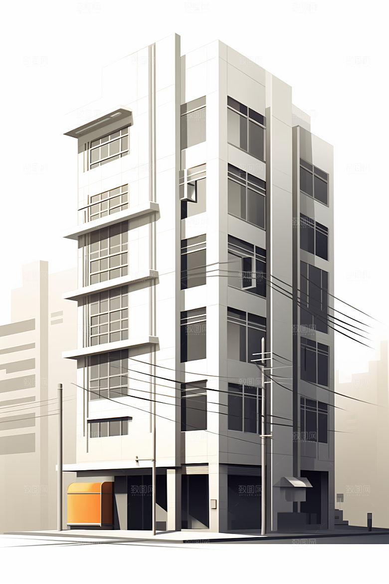 平面建筑立面几何插画