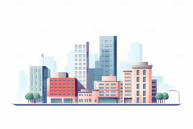 平面建筑大楼立面插画