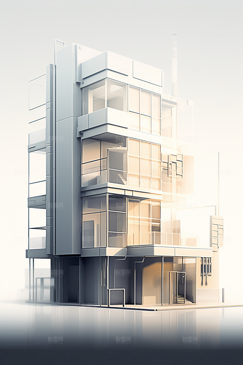 平面建筑简约立面插画