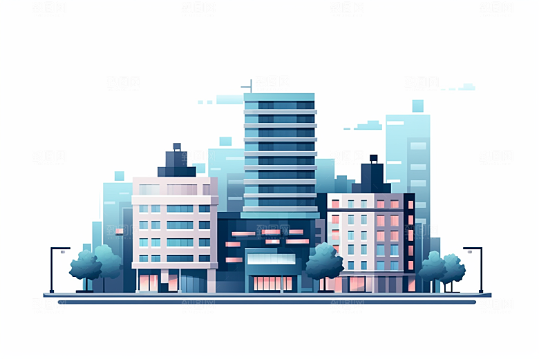 平面建筑大厦高清插画