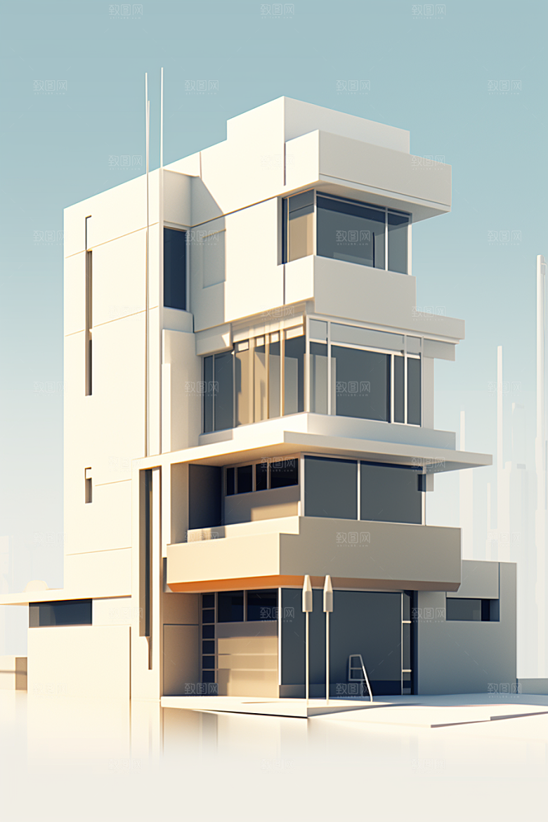 平面建筑设计感大厦插画
