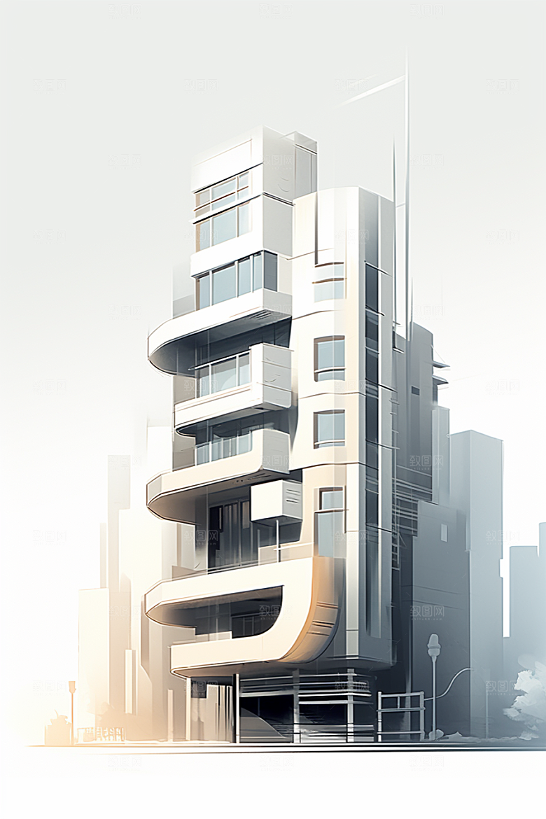 平面建筑高清大厦插画