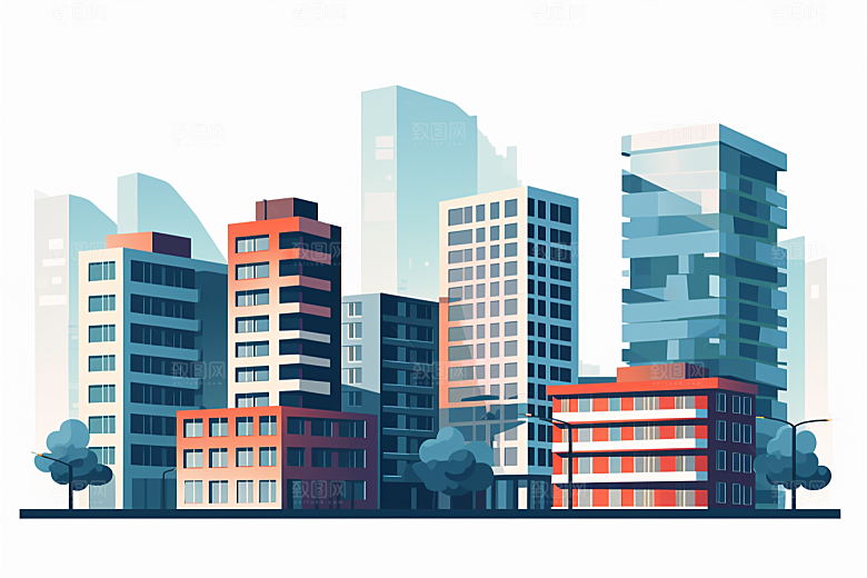 平面建筑简约立面插画