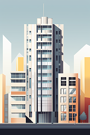 平面建筑大厦大楼插画