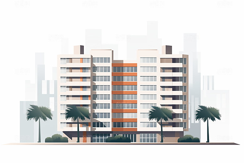 平面建筑高清大厦插画