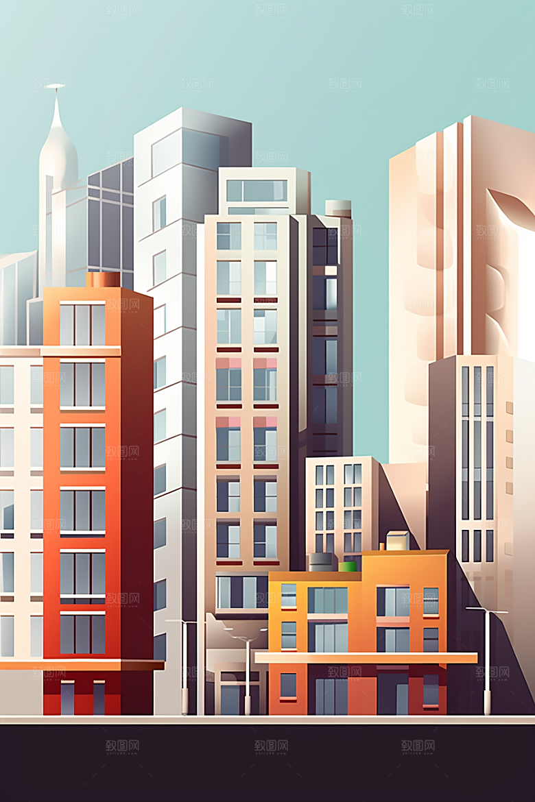 平面建筑高清立面插画
