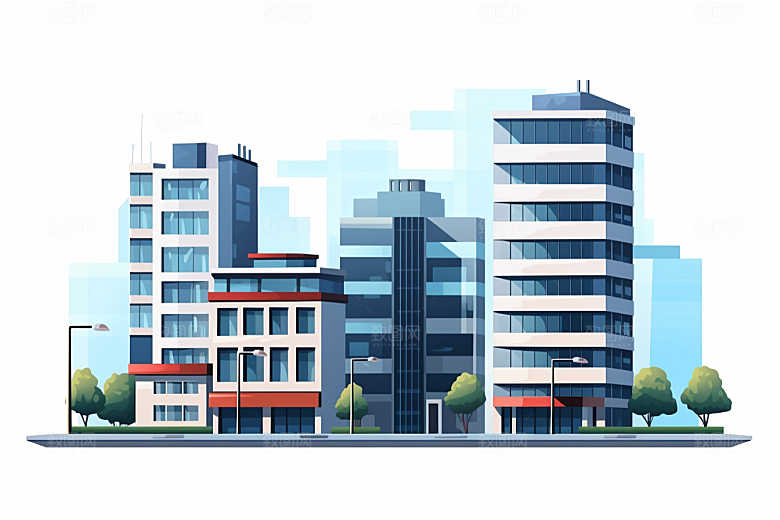 平面建筑简约立面插画