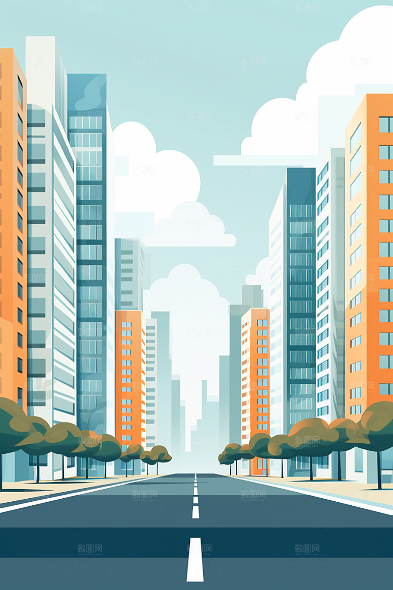 平面建筑立面几何插画