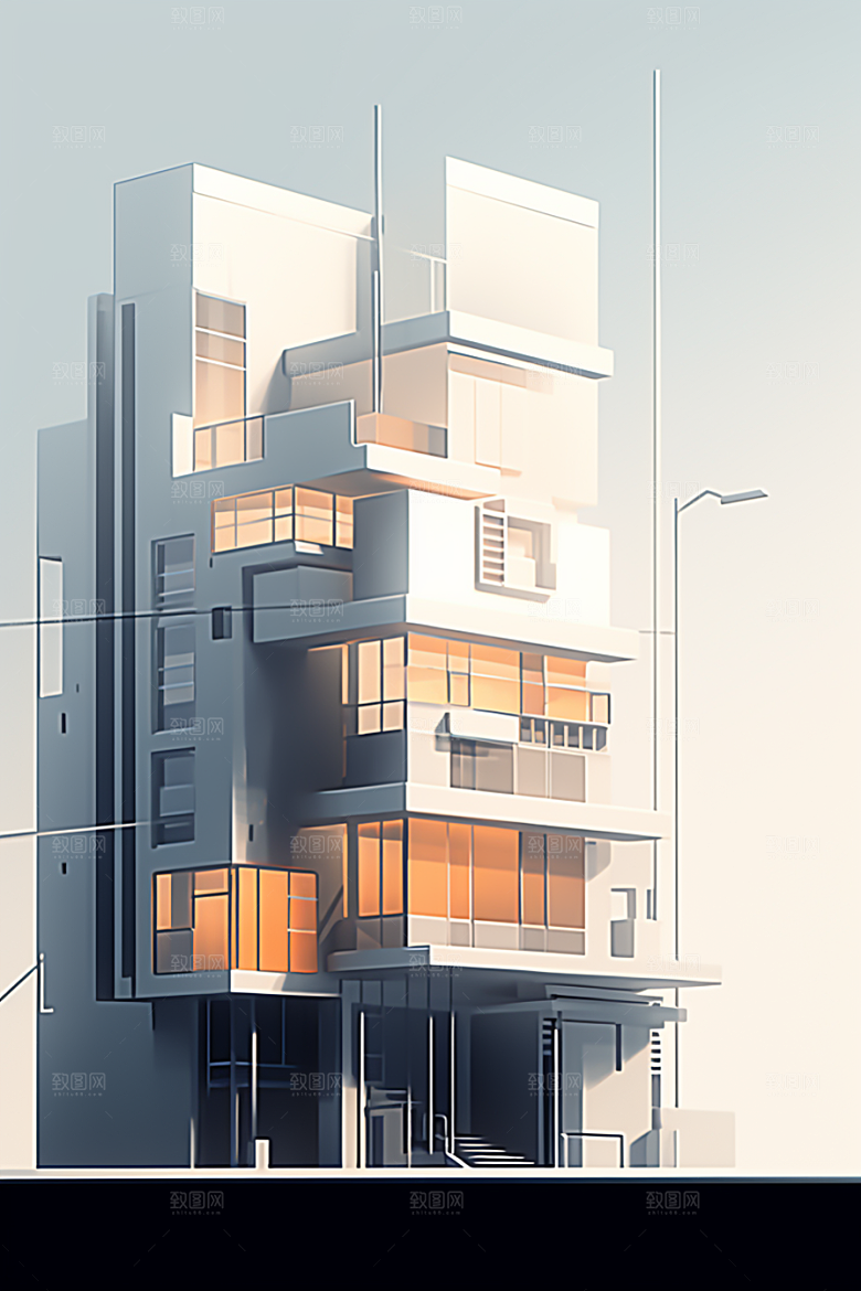平面建筑几何高清插画