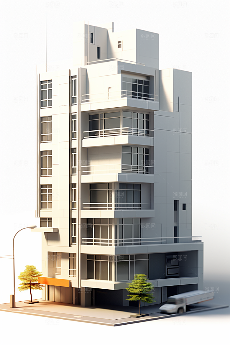平面建筑设计感大厦插画