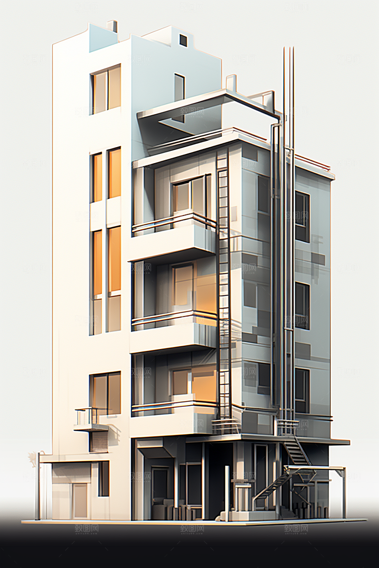 平面建筑大楼立面插画