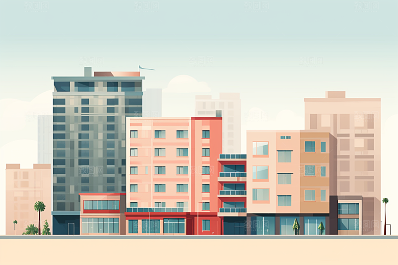 平面建筑高清几何插画