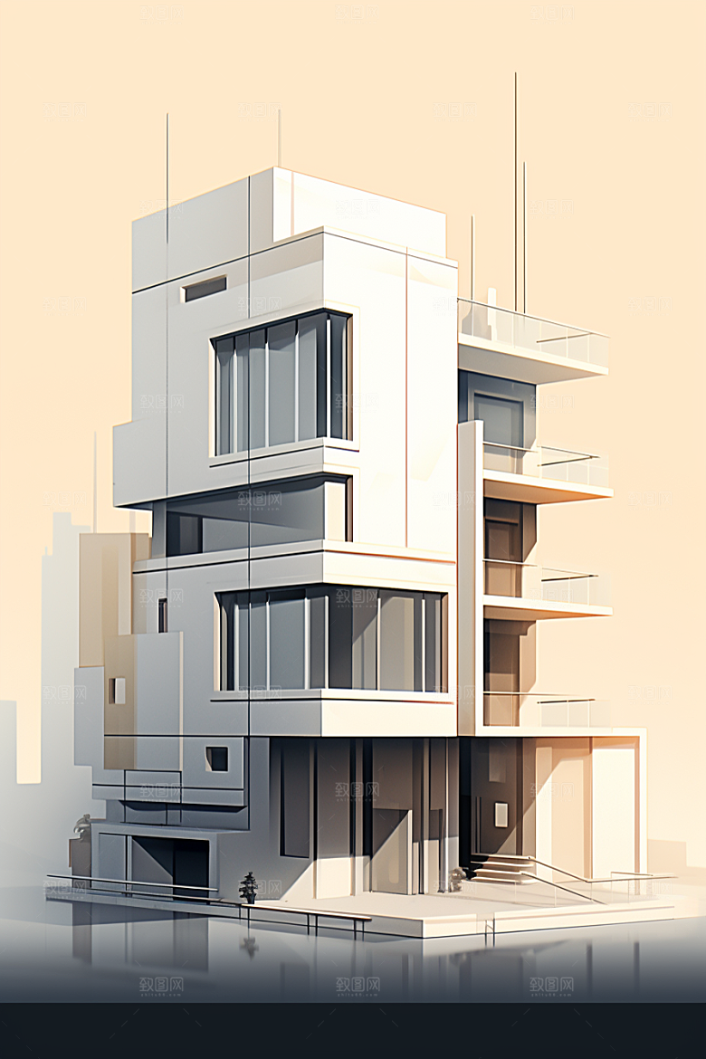 平面建筑扁平风高清插画