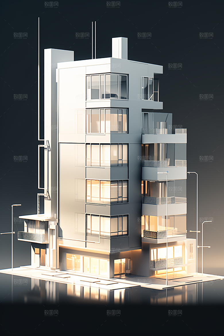 平面建筑高清大厦插画