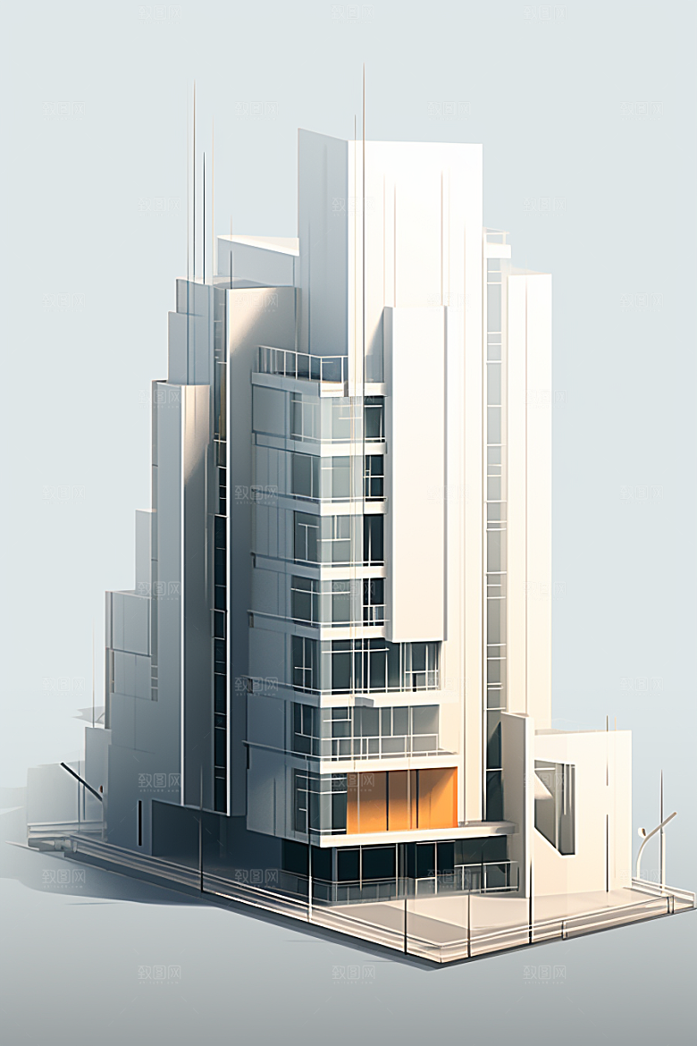 平面建筑设计感大厦插画