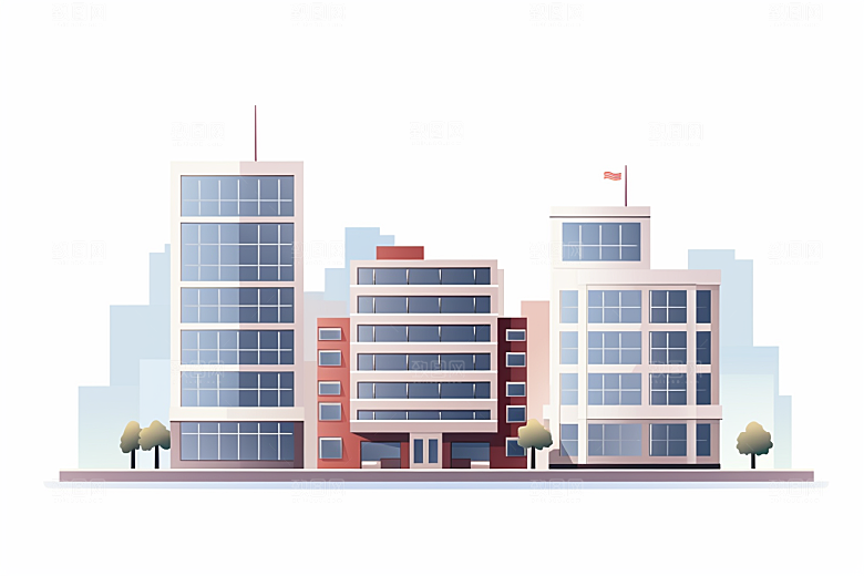 平面建筑简约高清插画