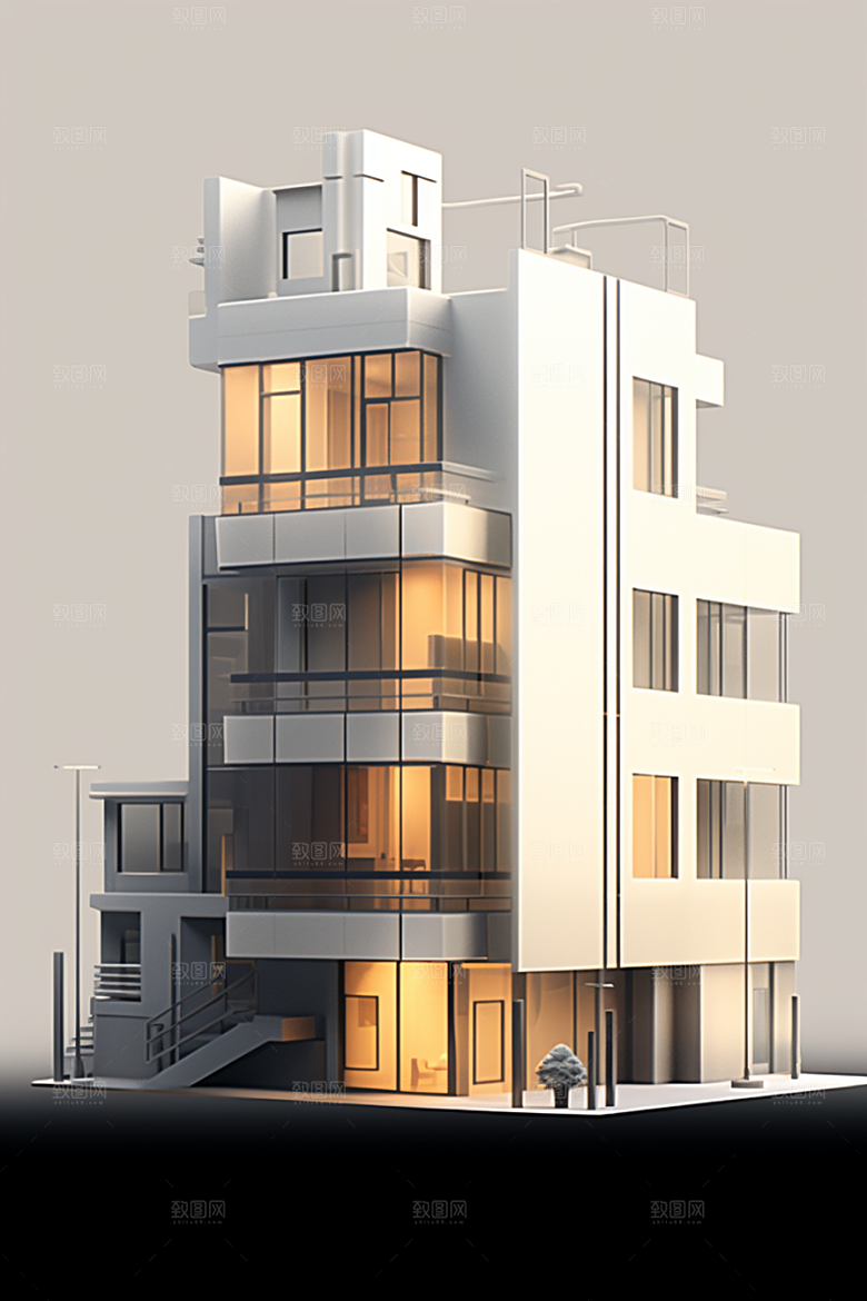 平面建筑大厦大楼插画
