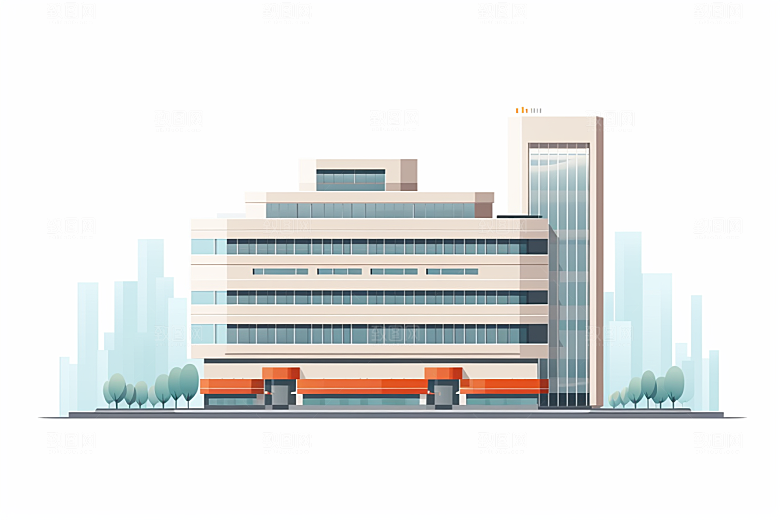 平面建筑大厦简约插画