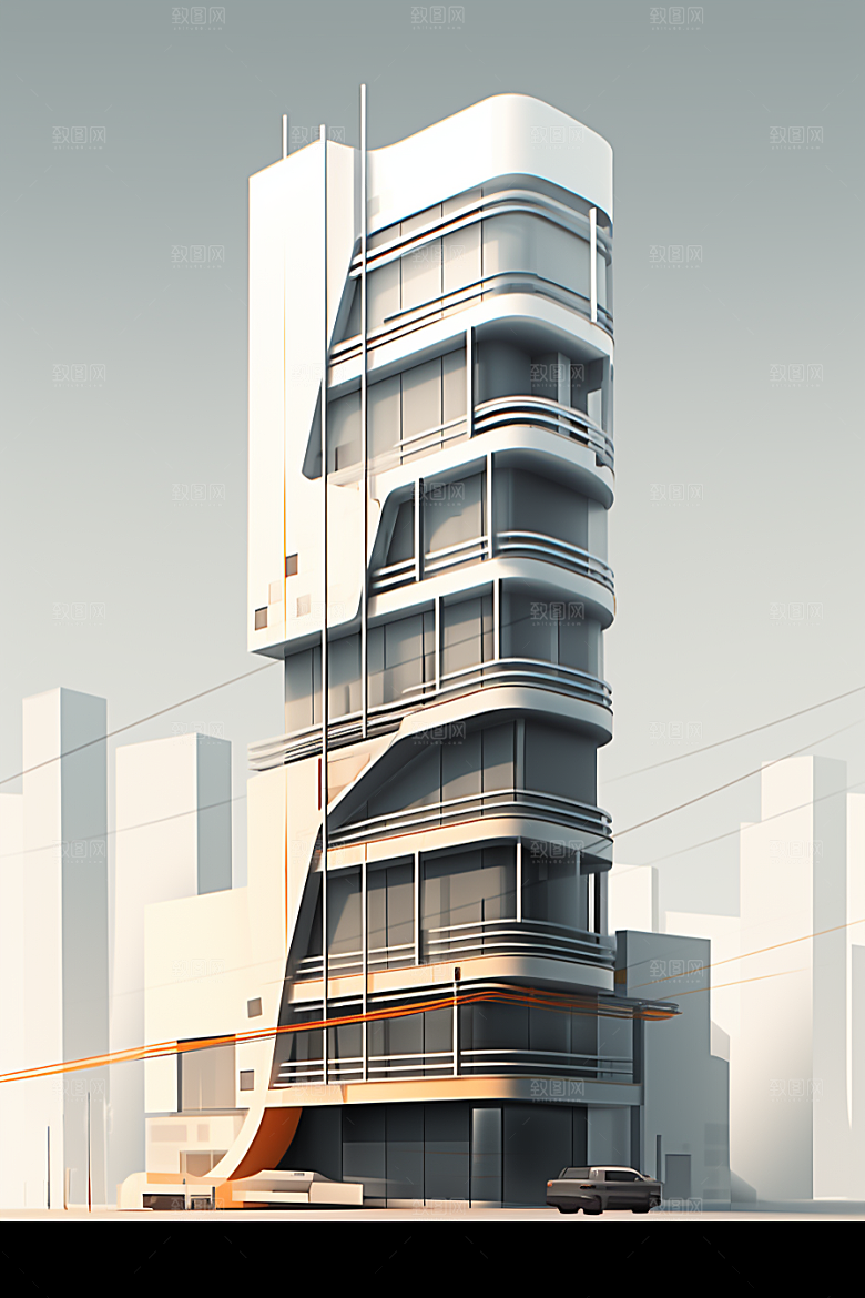 平面建筑扁平风大楼插画
